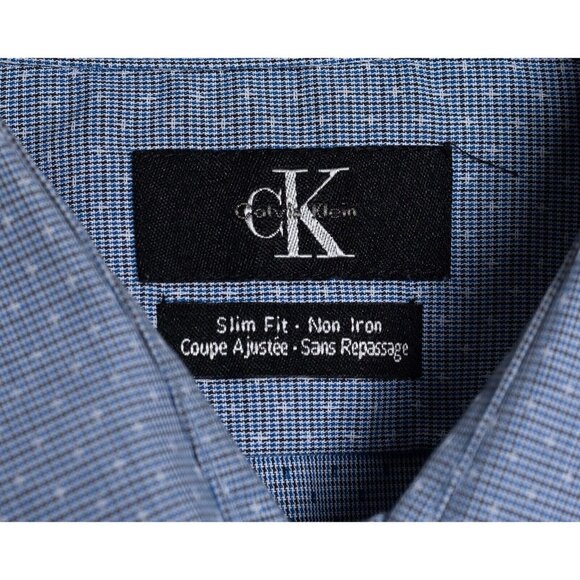 Calvin Klein Shirt Mens Extra Large Blue Slim Fit Dot Print Dress Button Up NWT - Picture 6 of 8